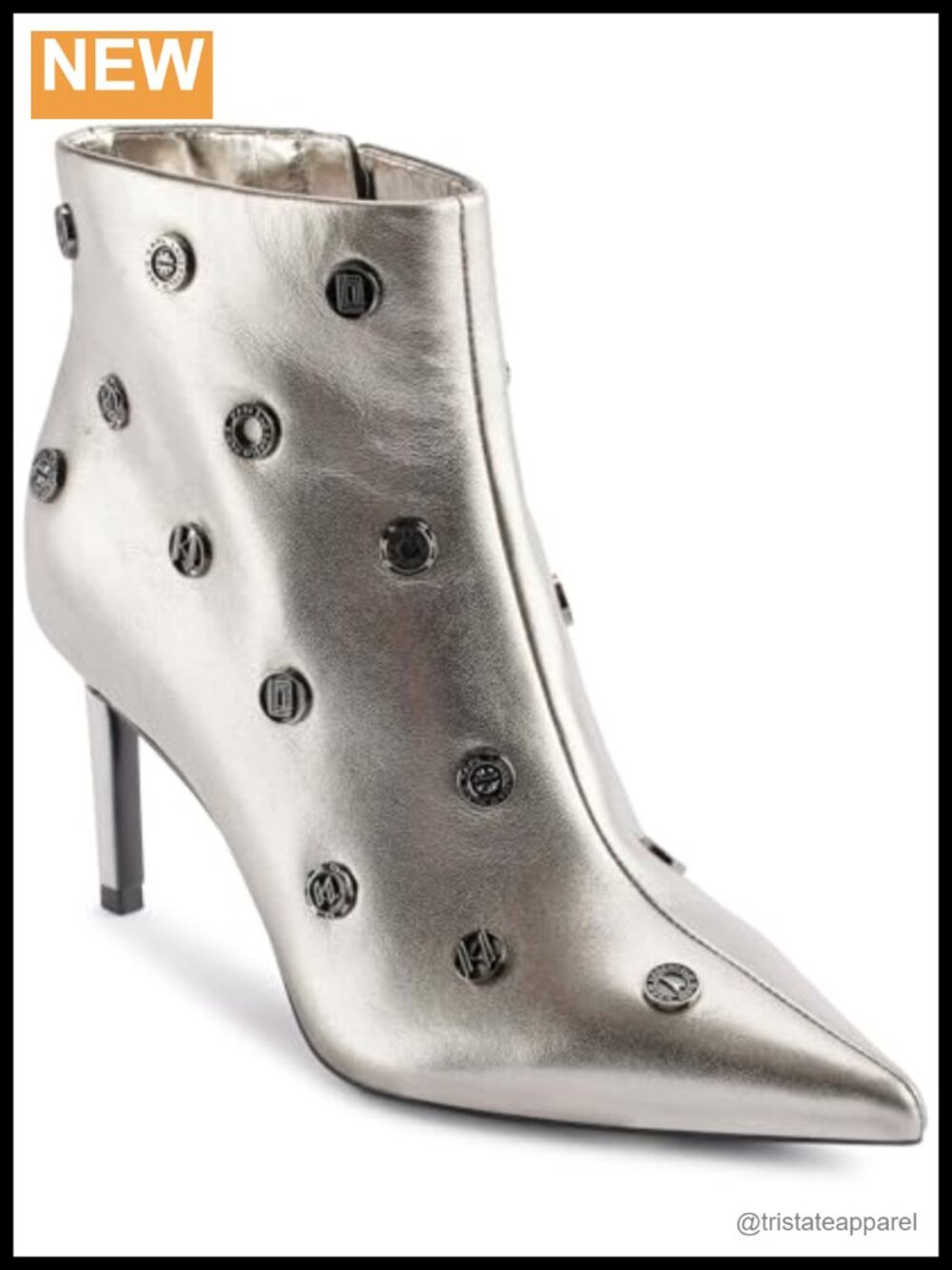 Karl Lagerfeld Saina Heeled Bootie Ankle Boots Leather Full Zip